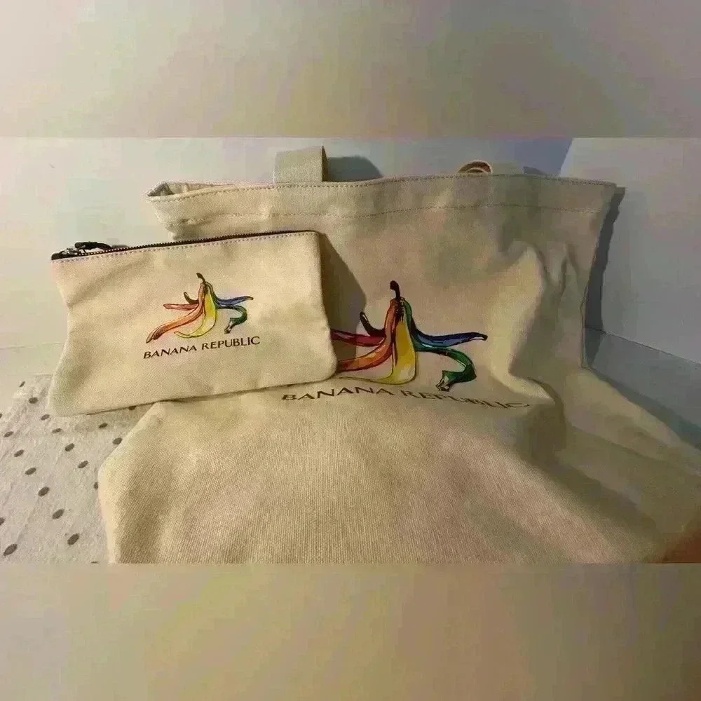 Banana Republic Canvas Tote with Zippered Pouch